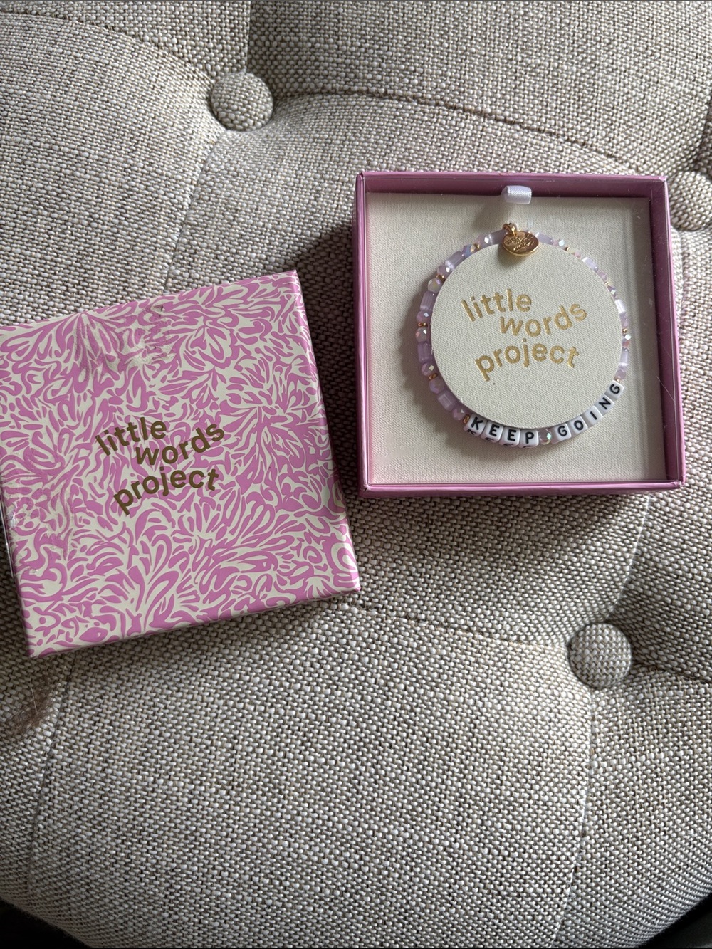 Little Words Project “Keep Going" Pink Beaded Bracelet
